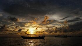 Sunset on Mekong River Cambodia